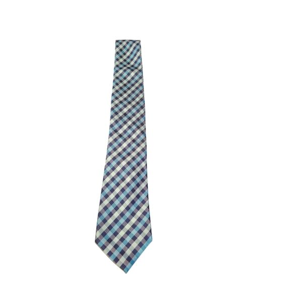 J. Ferrar‎ Blue & Teal Plaid Tie - Picture 1 of 2